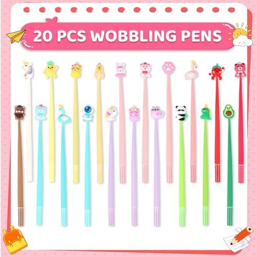 20pcs Cute Gel Ink Wiggle Pens with Kawaii Character Toppers