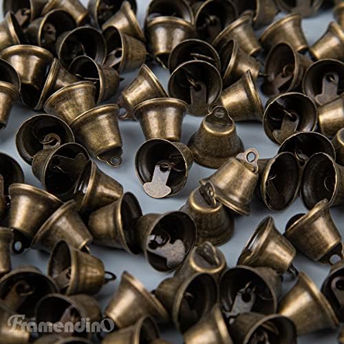 Framendino 200 Pack Mini Bronze Jingle Bells