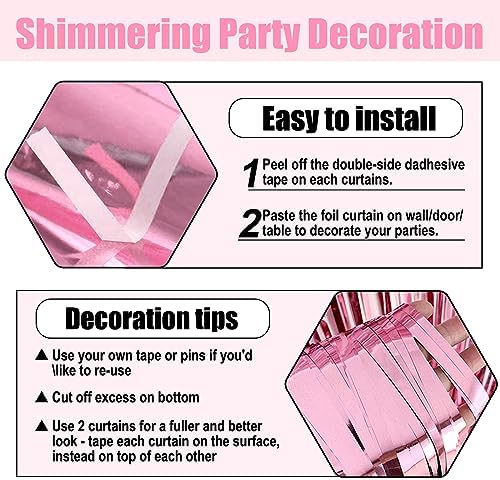 3 Pack Pink Foil Fringe Curtain Backdrop