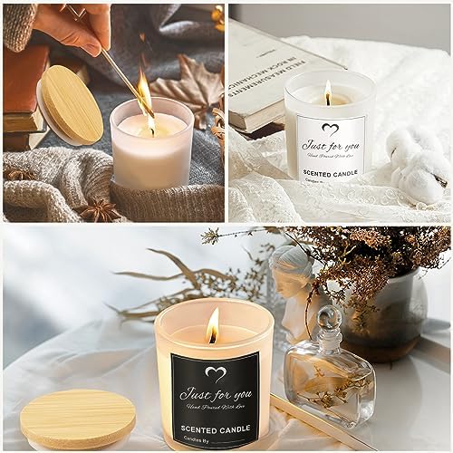CONNOO 8 Pack 14 Oz Frosted Glass Candle Jars with Bamboo Lids
