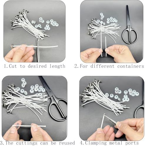 100Pcs Candle Wicks 8 Inch Set with Accessories