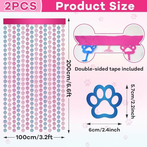 2 Pack Paw Birthday Decorations Blue and Pink