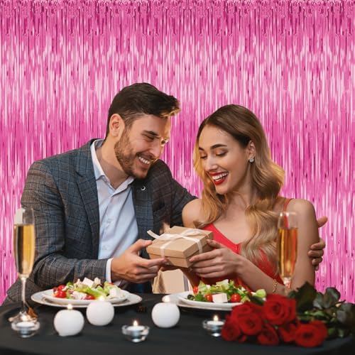 3 Pack Pink Tinsel Backdrop Decorations