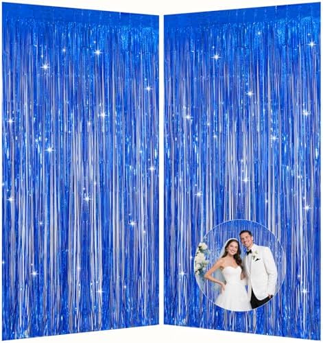 Navy Blue Foil Fringe Backdrop for Party Decorations