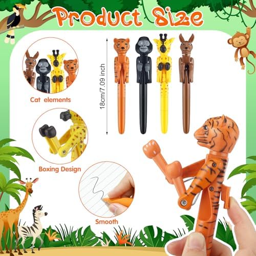12 Pcs Funny Animal Boxing Ballpoint Pens with Blue Ink