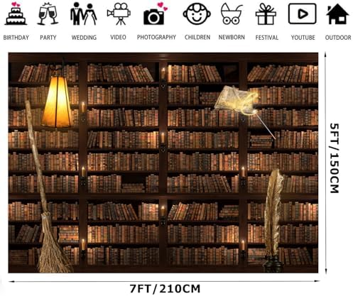 Alltten 7x5FT Magic Bookshelf Halloween Backdrop