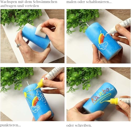 LM-Kreativ Rainbow Candle Painting Kit - 6 Pens for DIY Candle Art