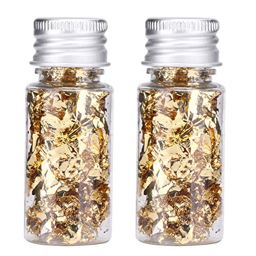 Lwuey Gold Leaf Cake Decor 2PCS Sparkling Flakes