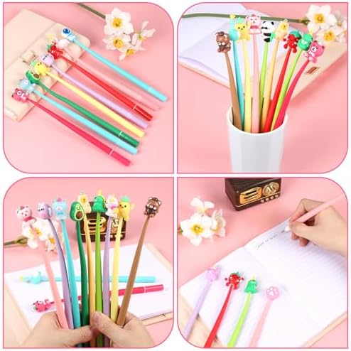 20pcs Cute Gel Ink Wiggle Pens with Kawaii Character Toppers