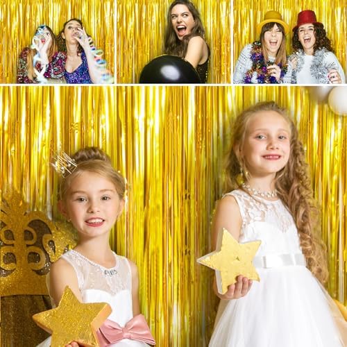 Twinkle Star 2 Pack Gold Photo Booth Backdrop Curtains