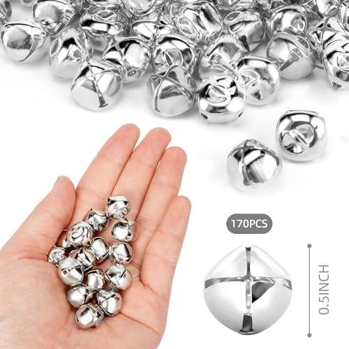 MCPINKY 170PCS Silver Jingle Bells 05 Inch