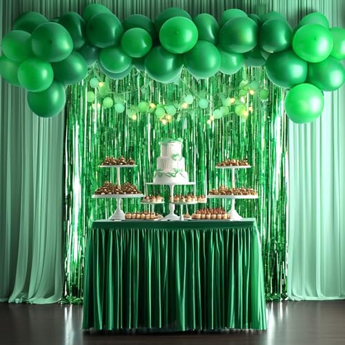 4 Pack Green Foil Fringe Curtain for Party Decorations