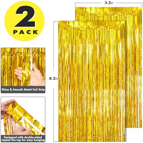 Twinkle Star 2 Pack Gold Photo Booth Backdrop Curtains