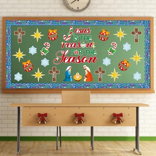 BeYumi 96Pcs Jesus Is The Reason Cutouts Bulletin Board Set