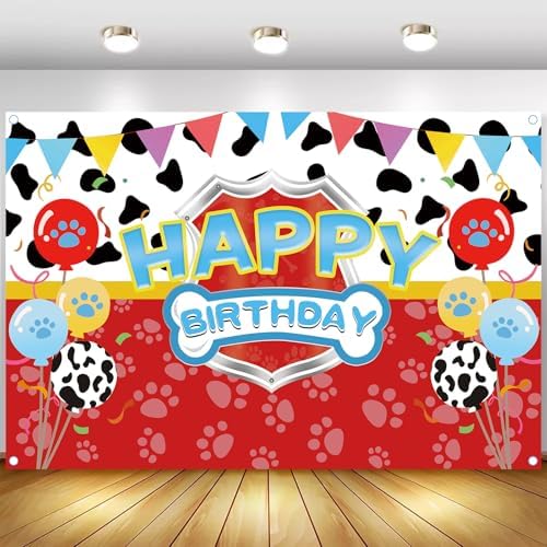 5x3ft Red Dog Paw Birthday Backdrop for Party Decorations