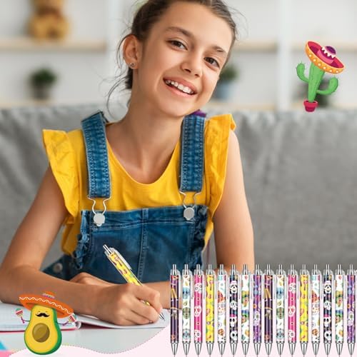 Sugar Skull Ballpoint Pens 24-Pack Colorful Retractable