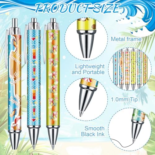 36 Pcs Summer Hawaiian Gel Pens Black 10mm Smooth Writing