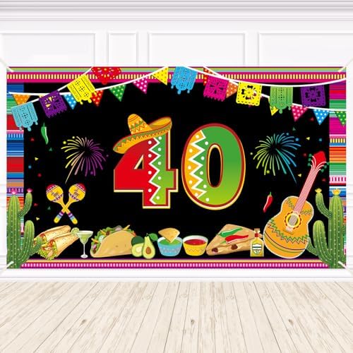 Happy 40th Birthday Banner Backdrop Decor for Men Women