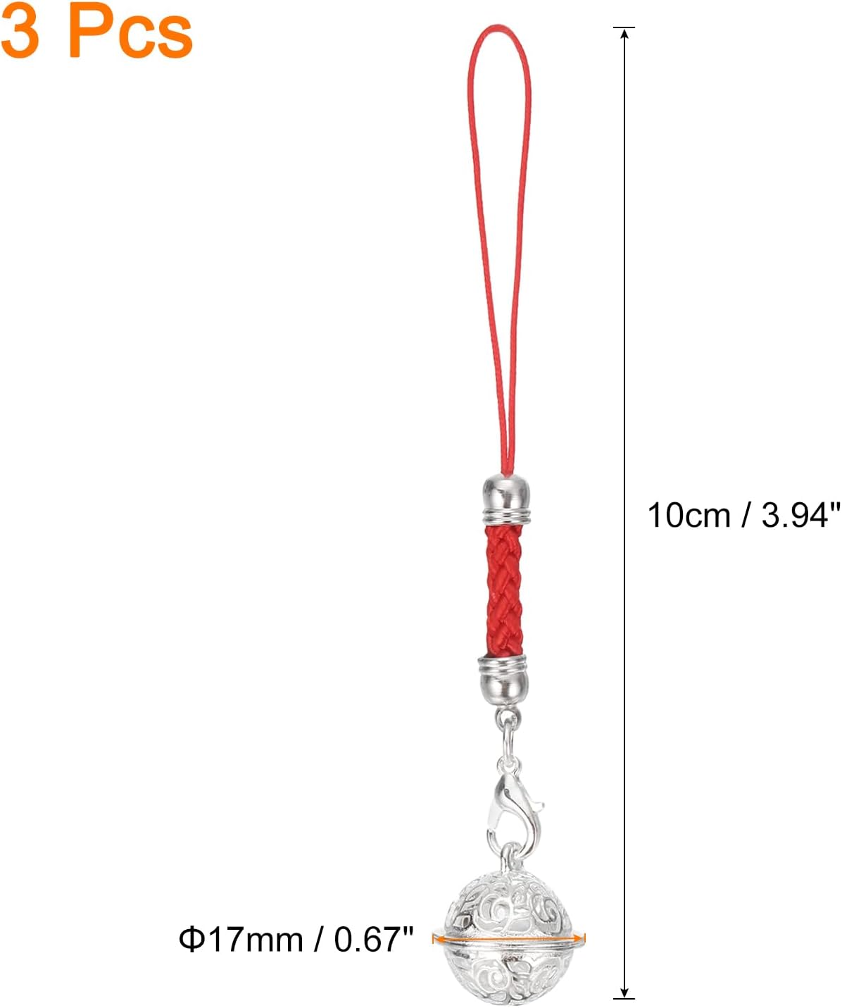 Uxcell 3 Pcs Cellphone Strap Pendant with Bell