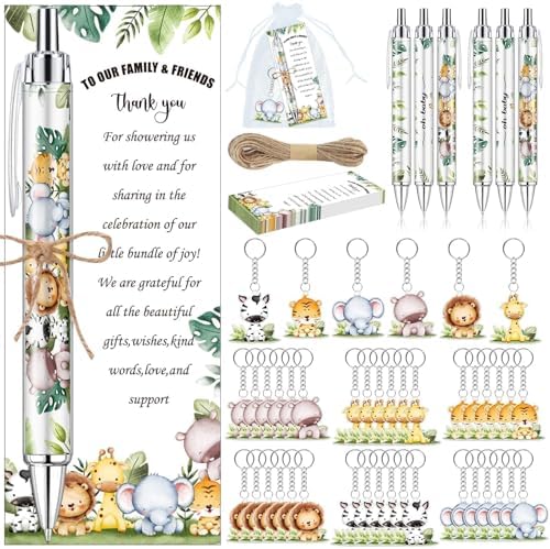 97 Pieces Baby Shower Gift Set Pens Keychains Cards
