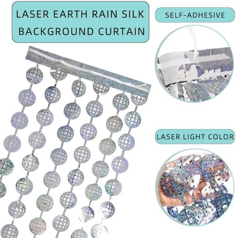 Disco Party Decorations 2 Pack Silvery Foil Curtains