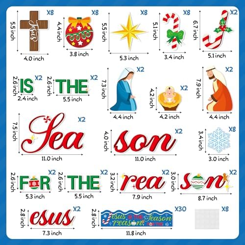 BeYumi 96Pcs Jesus Is The Reason Cutouts Bulletin Board Set
