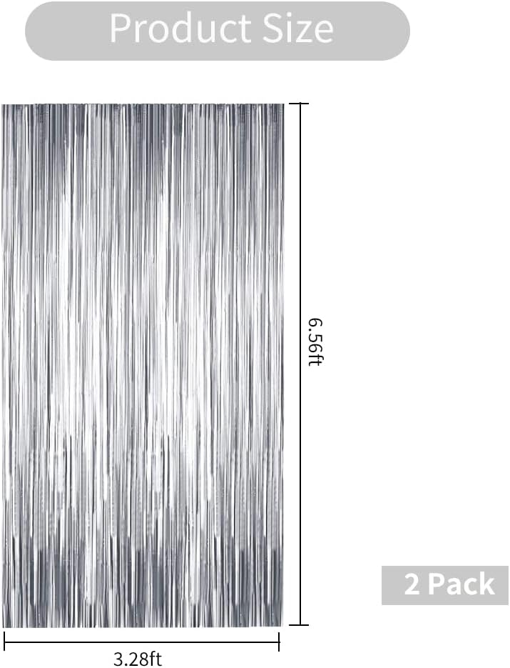 BEISHIDA 2 Pcs Silver Door Streamers Tinsel Curtain