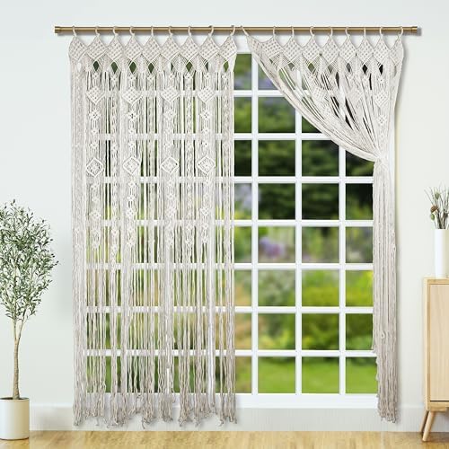 Macrame Curtain Boho Doorway Decor With Wooden Rings