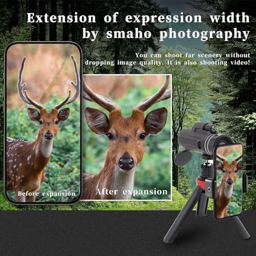 80x100 HD Monocular Telescope with Tripod and Phone Holder