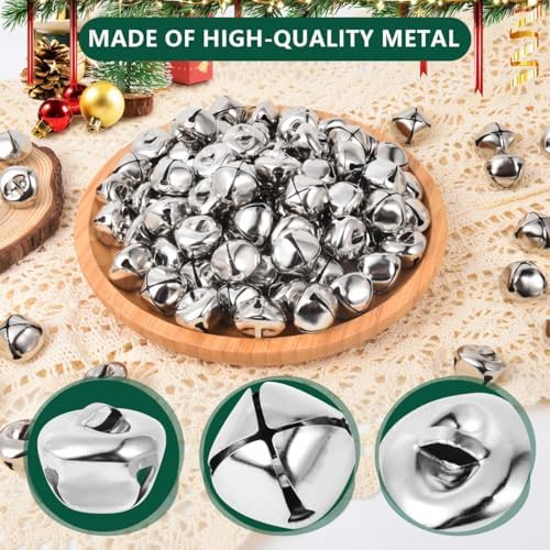 100 Pcs Jingle Bells Bulk Silver 1 Inch