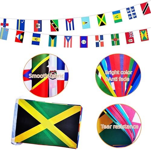 20 Caribbean Nations 30 Feet String Flags
