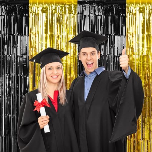 Zachely 6 Pack Graduation Foil Fringe Curtain Backdrop Decorations