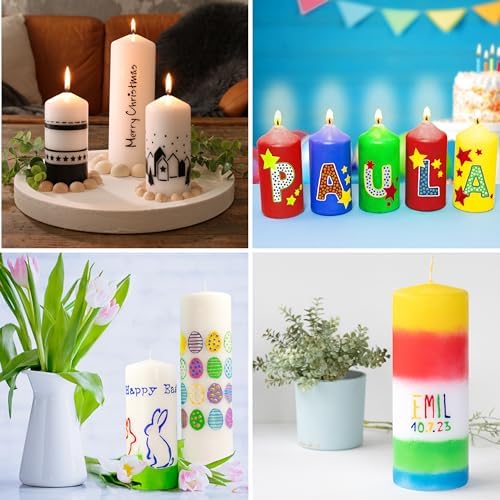 LM-Kreativ Rainbow Candle Painting Kit - 6 Pens for DIY Candle Art