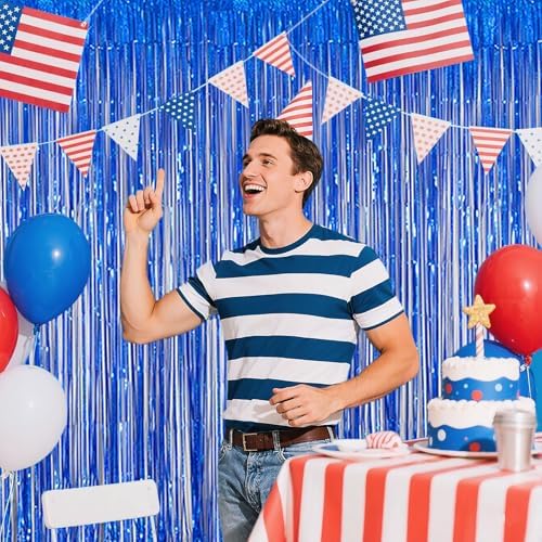 Navy Blue Foil Fringe Backdrop for Party Decorations