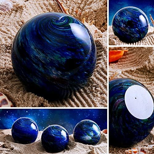 Hand Blown Glass Ocean Waves Planet Figurine Desk Paperweight