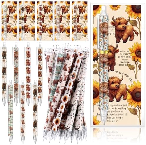 24 Piece Highland Cow Ballpoint Pen Gift Set