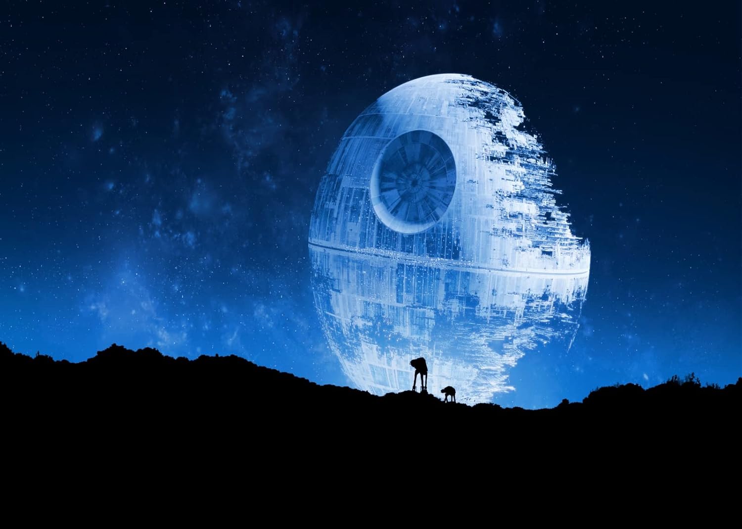 BELECO 7x5ft Fabric Blue Death Star Backdrop for Photography