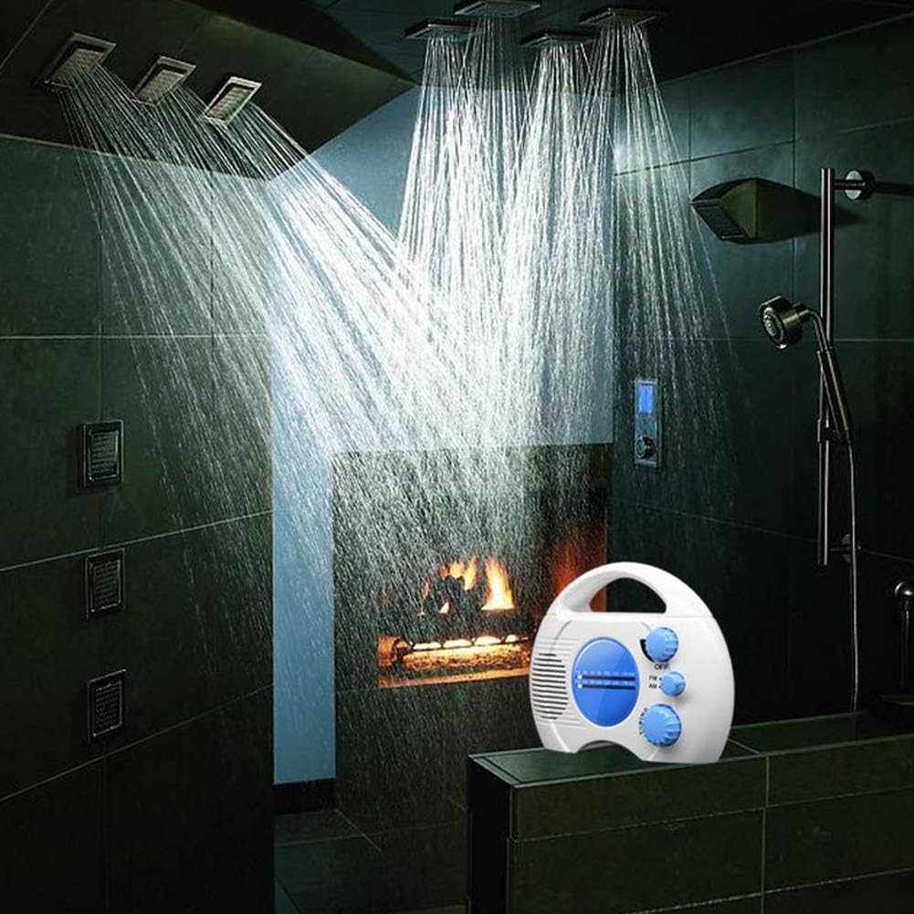 Portable AMFM Shower Radio with Waterproof Design and Built-in Speaker