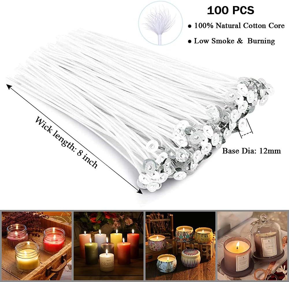 Antunihood Candle Wicks 100 Pcs with 60 Stickers and 10 Wooden Holders