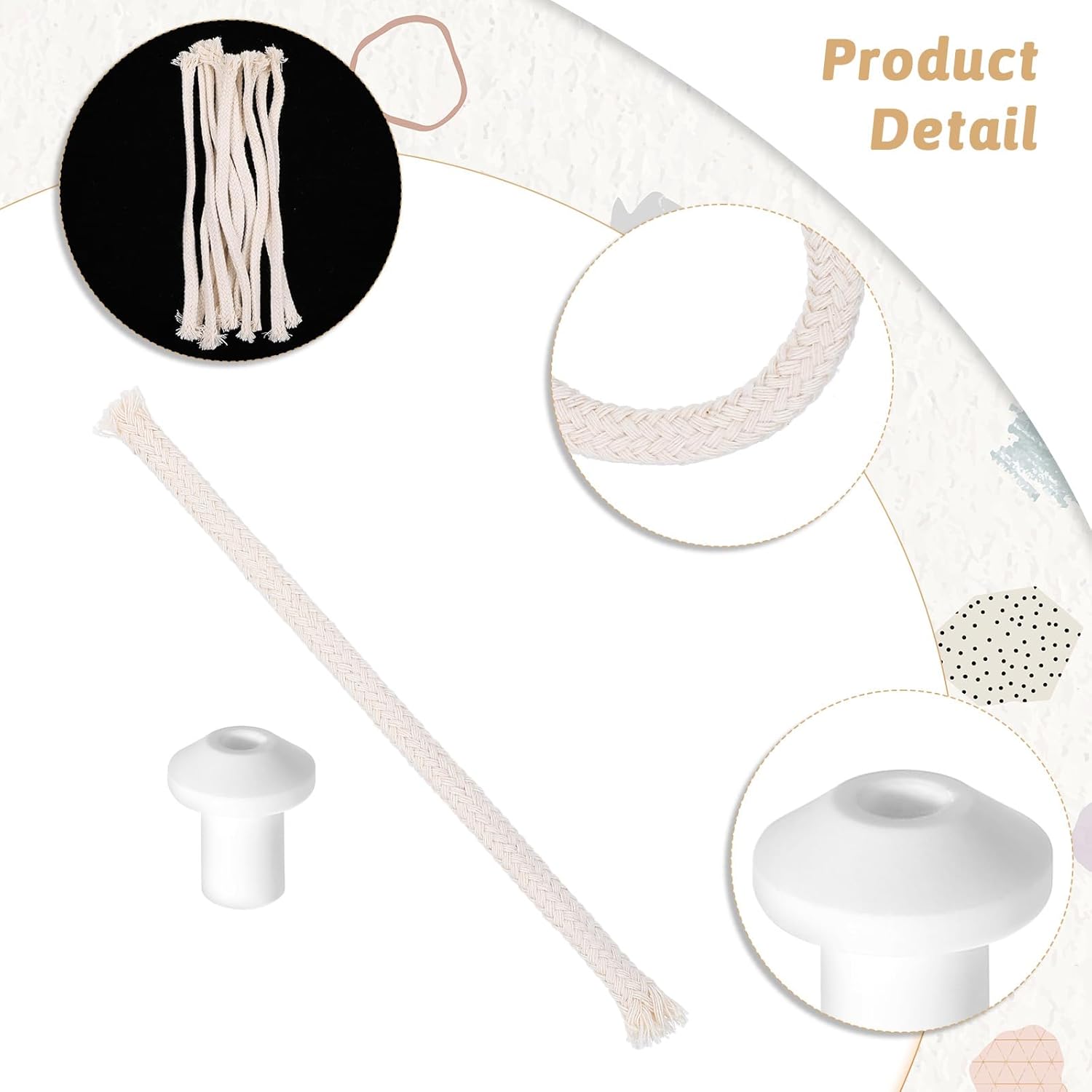 20 Piece Cotton Wicks with 10 Holders for Oil Lamps