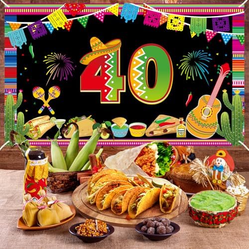 Happy 40th Birthday Banner Backdrop Decor for Men Women