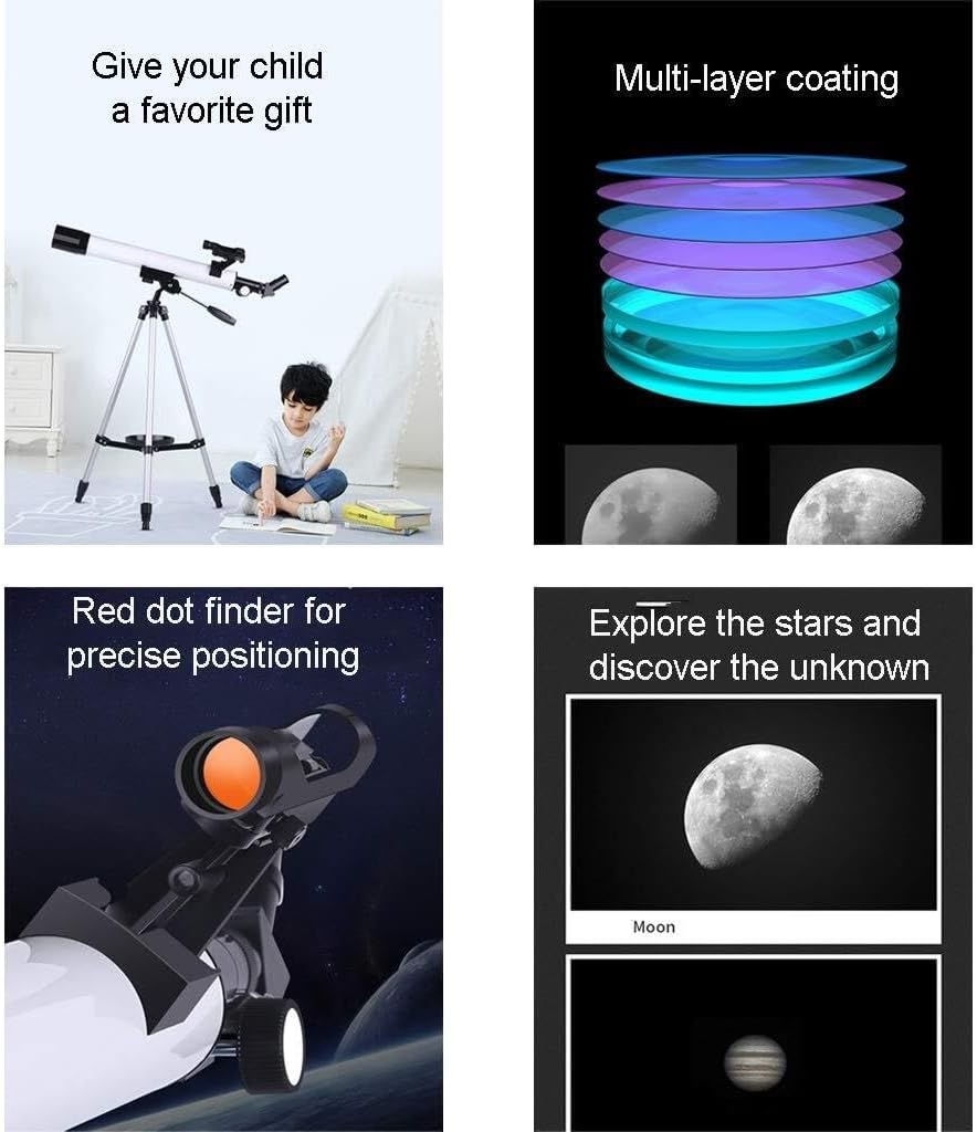 Kids Refractor Telescope 600mm x 50mm with 20mm 125mm Eyepieces