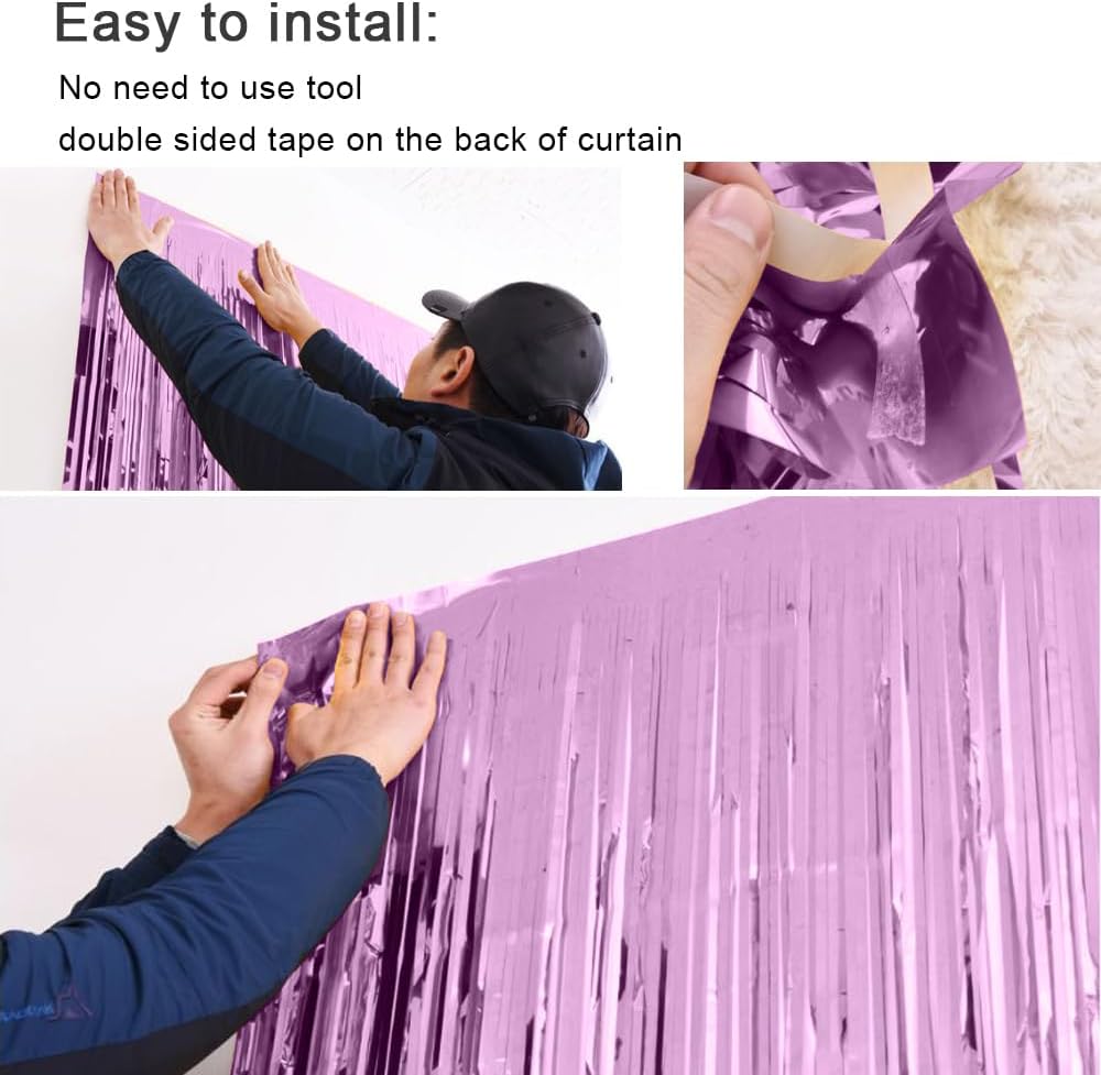 3 Pack Tinsel Foil Curtain Backdrop for Parties