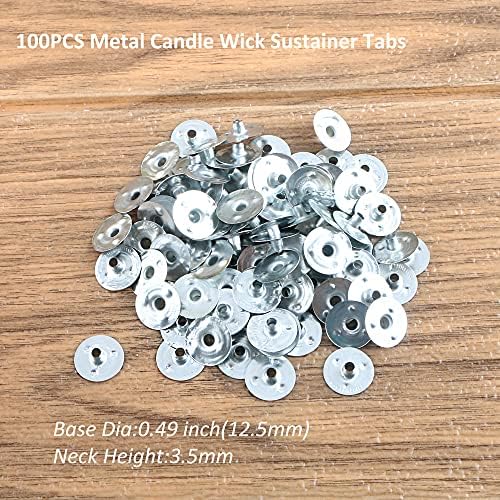 MILIVIXAY 100PCS 8 Inch Candle Wicks with Metal Tabs and Wood Holders
