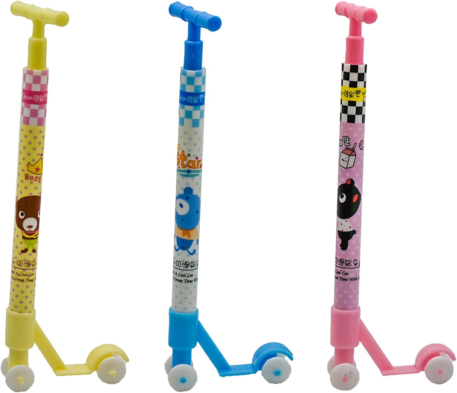 Maydahui 12 PCS Scooter Shape Ballpoint Pens with Animal Print
