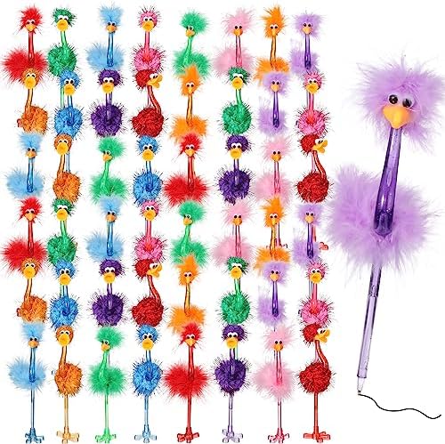 48 Pcs Fluffy Flamingo Ostrich Pens Set for Kids Adults