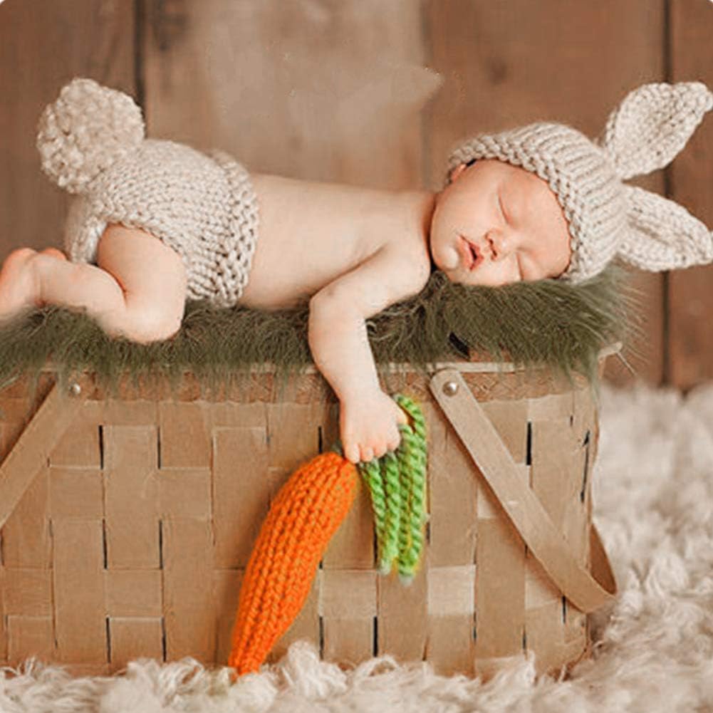 Newborn Baby Easter Carrot Rabbit Posing Prop Set