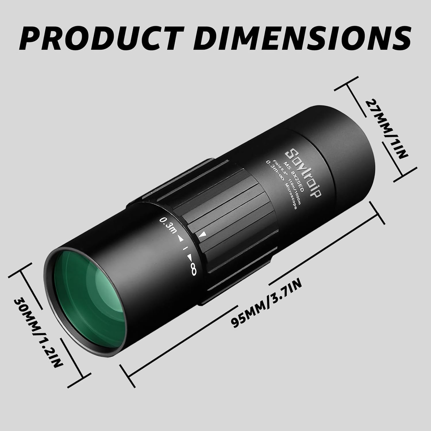 8x25 Compact Waterproof Monocular for Adults