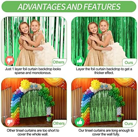 Crosize 3 Pack Foil Fringe Curtain Backdrop for Parties