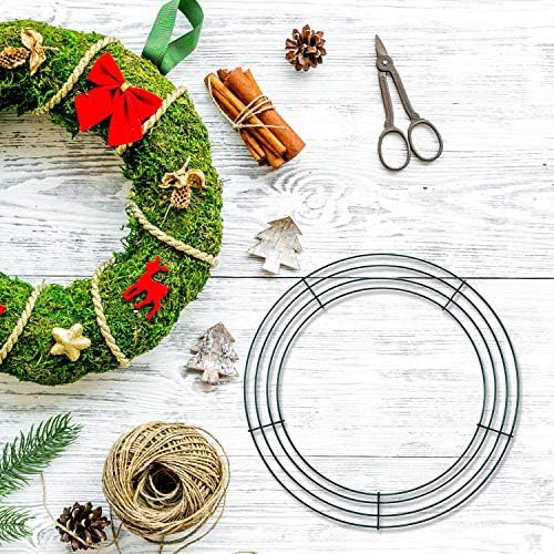 KBHOME 2 Pieces 14 Inch Metal Wire Wreath Frame Dark Green
